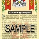 STAMBAUGH - ENGLISH - Armorial Name History - Coat of Arms - Family Crest GIFT! 8.5x11