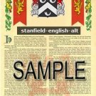 STANFIELD - ENGLISHALT - Armorial Name History - Coat of Arms - Family Crest GIFT! 8.5x11