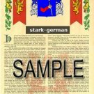 STARK - GERMAN - Armorial Name History - Coat of Arms - Family Crest GIFT! 8.5x11