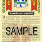 STEADMAN - SCOTTISH - Armorial Name History - Coat of Arms - Family Crest GIFT! 8.5x11