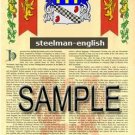 STEELMAN - ENGLISH - Armorial Name History - Coat of Arms - Family Crest GIFT! 8.5x11