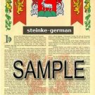 STEINKE - GERMAN - Armorial Name History - Coat of Arms - Family Crest GIFT! 8.5x11