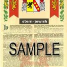STERN - JEWISH - Armorial Name History - Coat of Arms - Family Crest GIFT! 8.5x11