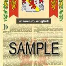 STEWART - ENGLISH - Armorial Name History - Coat of Arms - Family Crest GIFT! 8.5x11