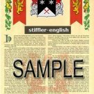 STIFFLER - ENGLISH - Armorial Name History - Coat of Arms - Family Crest GIFT! 8.5x11