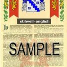 STILWELL - ENGLISH - Armorial Name History - Coat of Arms - Family Crest GIFT! 8.5x11