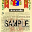 STONE - ENGLISH - Armorial Name History - Coat of Arms - Family Crest GIFT! 8.5x11