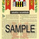 STOTTS - SCOTTISH - Armorial Name History - Coat of Arms - Family Crest GIFT! 8.5x11