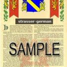 STRASSER - GERMAN - Armorial Name History - Coat of Arms - Family Crest GIFT! 8.5x11