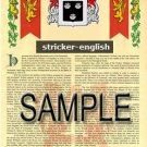 STRICKER - ENGLISH - Armorial Name History - Coat of Arms - Family Crest GIFT! 8.5x11