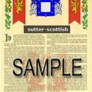 SUTTER - SCOTTISH - Armorial Name History - Coat of Arms - Family Crest GIFT! 8.5x11