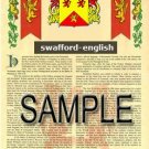 SWAFFORD - ENGLISH - Armorial Name History - Coat of Arms - Family Crest GIFT! 8.5x11