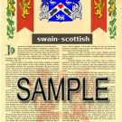 SWAIN - SCOTTISH - Armorial Name History - Coat of Arms - Family Crest GIFT! 8.5x11