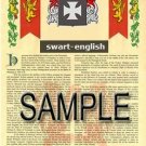 SWART - ENGLISH - Armorial Name History - Coat of Arms - Family Crest GIFT! 8.5x11
