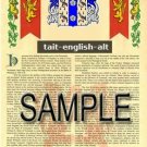 TAIT - ENGLISHALT - Armorial Name History - Coat of Arms - Family Crest GIFT! 8.5x11