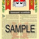 TENNANT - SCOTTISH - Armorial Name History - Coat of Arms - Family Crest GIFT! 8.5x11