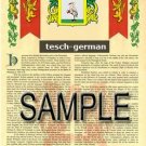 TESCH - GERMAN - Armorial Name History - Coat of Arms - Family Crest GIFT! 8.5x11