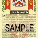 THRASH - ENGLISH - Armorial Name History - Coat of Arms - Family Crest GIFT! 8.5x11