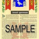 TROST - GERMAN - Armorial Name History - Coat of Arms - Family Crest GIFT! 8.5x11