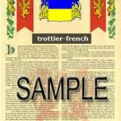TROTTIER - FRENCH - Armorial Name History - Coat of Arms - Family Crest GIFT! 8.5x11