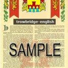 TROWBRIDGE - ENGLISH - Armorial Name History - Coat of Arms - Family Crest GIFT! 8.5x11