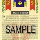 TRUSS - ENGLISH - Armorial Name History - Coat of Arms - Family Crest GIFT! 8.5x11 TRUSS - ENGLISH - Armorial Name History - Coat of Arms - Family Crest GIFT! 8.5x11
