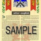 UTTER - ENGLISH - Armorial Name History - Coat of Arms - Family Crest GIFT! 8.5x11
