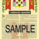 VALENCIA - SPANISH - Armorial Name History - Coat of Arms - Family Crest GIFT! 8.5x11