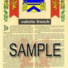VALERIO - FRENCH - Armorial Name History - Coat of Arms - Family Crest GIFT! 8.5x11