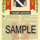 VAUGHT - GERMAN - Armorial Name History - Coat of Arms - Family Crest GIFT! 8.5x11