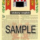 VICKERY - ENGLISH - Armorial Name History - Coat of Arms - Family Crest GIFT! 8.5x11