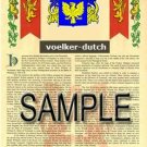 VOELKER - DUTCH - Armorial Name History - Coat of Arms - Family Crest GIFT! 8.5x11