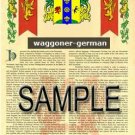 WAGGONER - GERMAN - Armorial Name History - Coat of Arms - Family Crest GIFT! 8.5x11 WAGGONER - GERMAN - Armorial Name History - Coat of Arms - Family Crest GIFT! 8.5x11