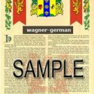 WAGNER - GERMAN - Armorial Name History - Coat of Arms - Family Crest GIFT! 8.5x11