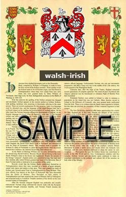 Walsh Irish Armorial Name History Coat Of Arms Family Crest Gift 8 5x11