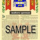 WALTERS - GERMAN - Armorial Name History - Coat of Arms - Family Crest GIFT! 8.5x11