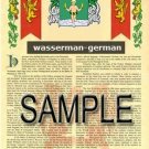 WASSERMAN - GERMAN - Armorial Name History - Coat of Arms - Family Crest GIFT! 8.5x11