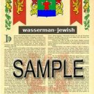 WASSERMAN - JEWISH - Armorial Name History - Coat of Arms - Family Crest GIFT! 8.5x11