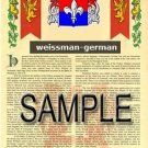 WEISSMAN - GERMAN - Armorial Name History - Coat of Arms - Family Crest GIFT! 8.5x11
