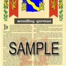 WENDLING - GERMAN - Armorial Name History - Coat of Arms - Family Crest GIFT! 8.5x11