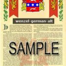 WENZEL - GERMANALT - Armorial Name History - Coat of Arms - Family Crest GIFT! 8.5x11