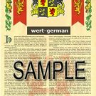 WERT - GERMAN - Armorial Name History - Coat of Arms - Family Crest GIFT! 8.5x11