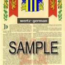 WERTZ - GERMAN - Armorial Name History - Coat of Arms - Family Crest GIFT! 8.5x11