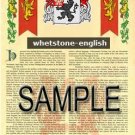 WHETSTONE - ENGLISH - Armorial Name History - Coat of Arms - Family Crest GIFT! 8.5x11