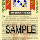 WHITELEY - ENGLISH - Armorial Name History - Coat of Arms - Family Crest GIFT! 8.5x11
