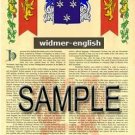 WIDMER - ENGLISH - Armorial Name History - Coat of Arms - Family Crest GIFT! 8.5x11