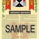 WIMMER - GERMAN - Armorial Name History - Coat of Arms - Family Crest GIFT! 8.5x11 WIMMER - GERMAN - Armorial Name History - Coat of Arms - Family Crest GIFT! 8.5x11