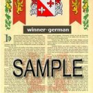 WINNER - GERMAN - Armorial Name History - Coat of Arms - Family Crest GIFT! 8.5x11
