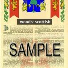 WOODS - SCOTTISH - Armorial Name History - Coat of Arms - Family Crest GIFT! 8.5x11