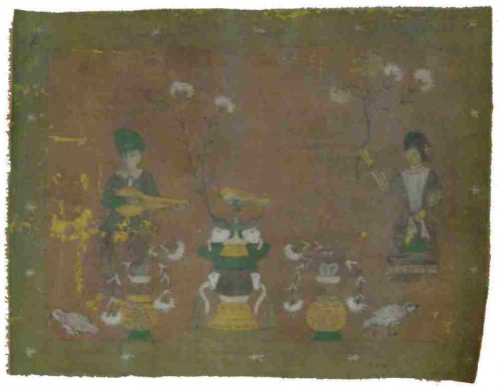 ANTIQUE PAINTING TIBET ART SINGING WORSHIPPERS